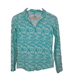 Ibkul Women's Blue Nylon Blend‎ 1/4 Zip Long Sleeve Activewear Top Size XS